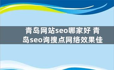 青岛网站seo哪家好 青岛seo询搜点网络效果佳